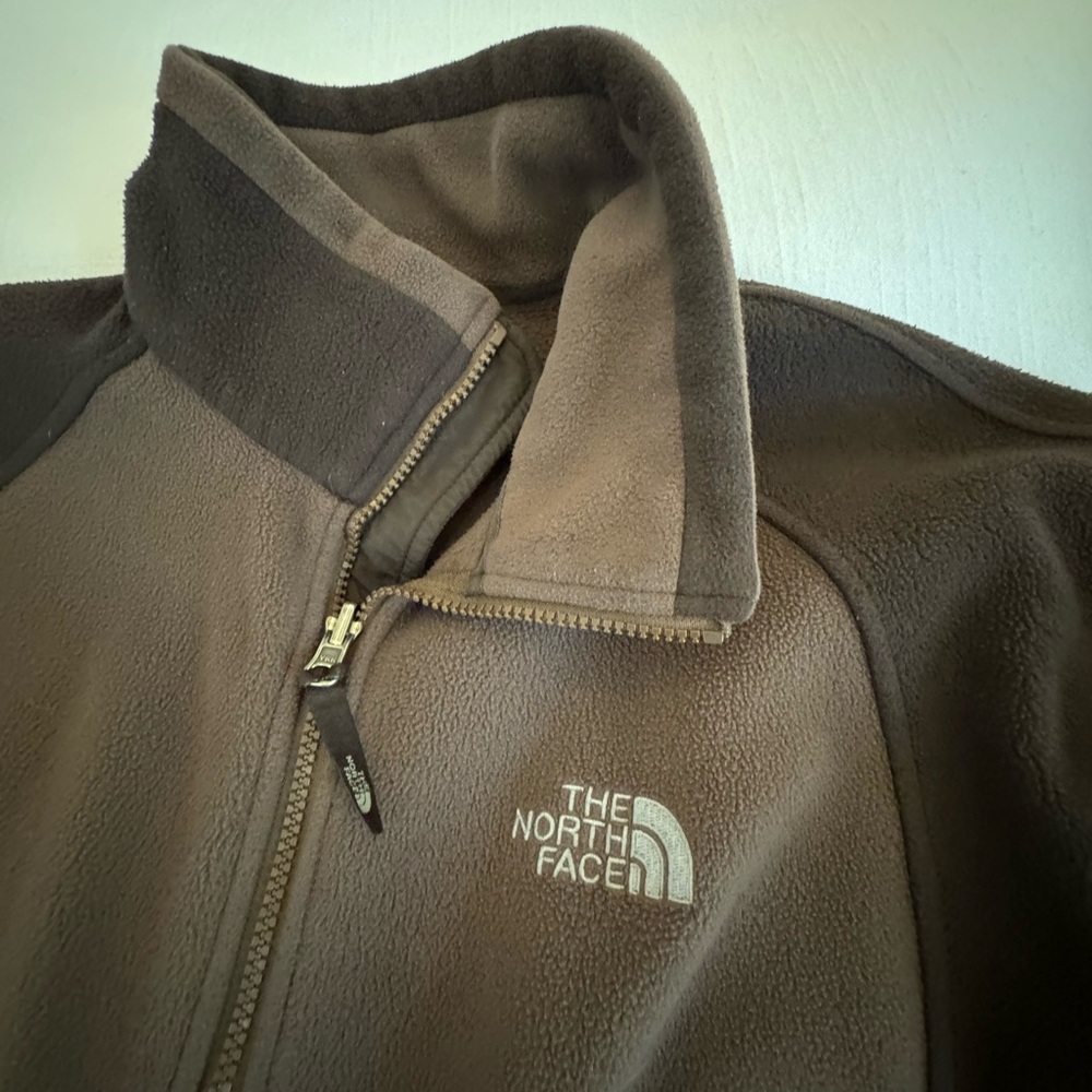 North Face men’s full zip fleece size Large brown